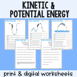 Kinetic energy and potential energy worksheet