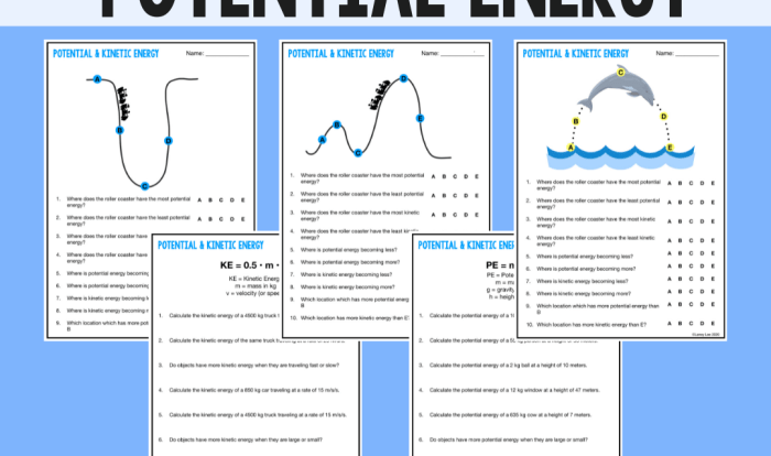 Kinetic energy and potential energy worksheet